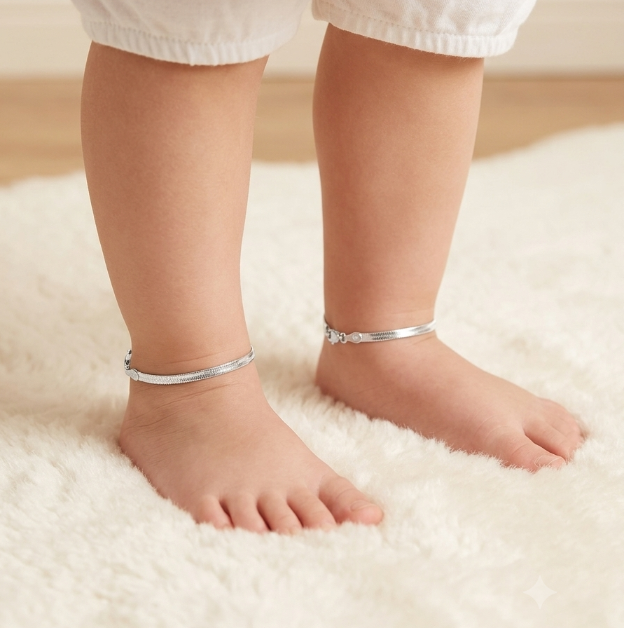 Sterling Flat Chain Baby Anklet