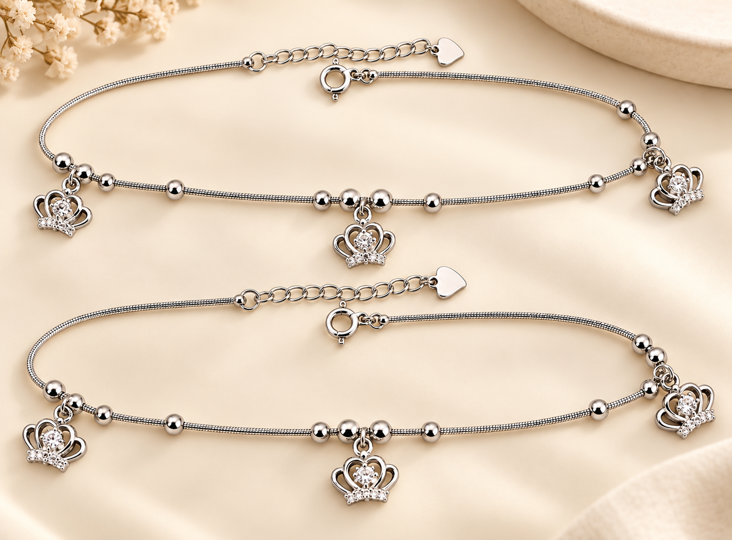 Cubic Zircon Charms Anklet