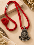 Tribal Flower Chakra Red Thread Necklace
