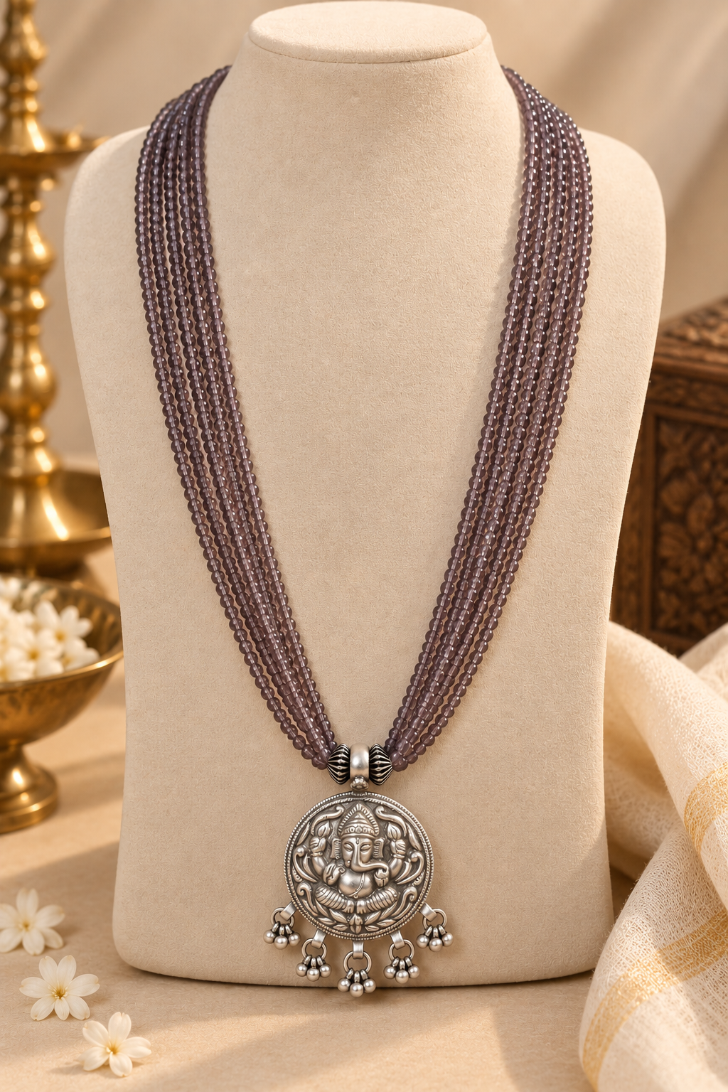Carved Ganesha Long Necklace