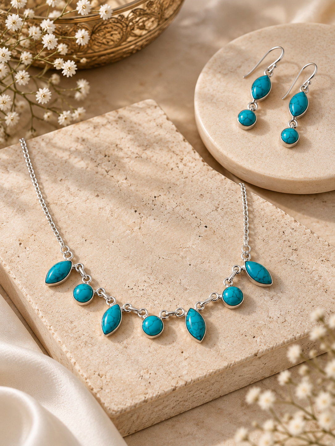 Turquoise lightweight necklace set