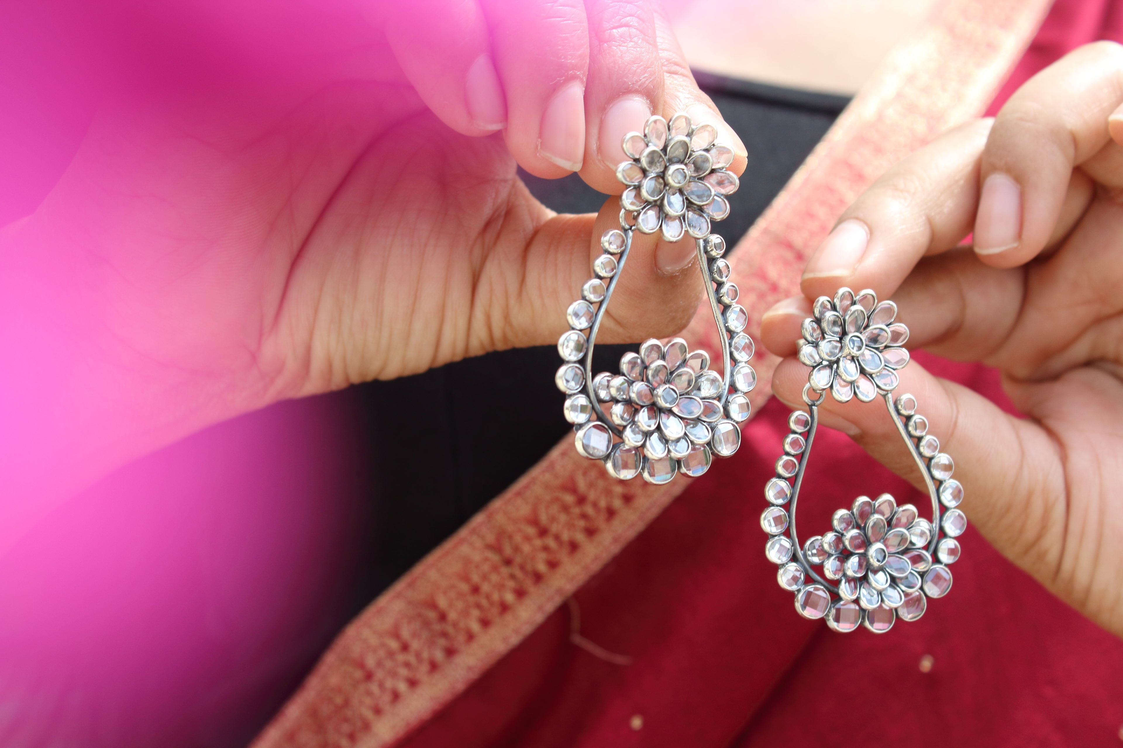 Detailed Polki Flower Bloom Earring