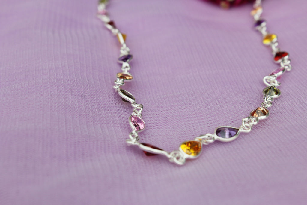 Multicolor Glass Long Chain Necklace