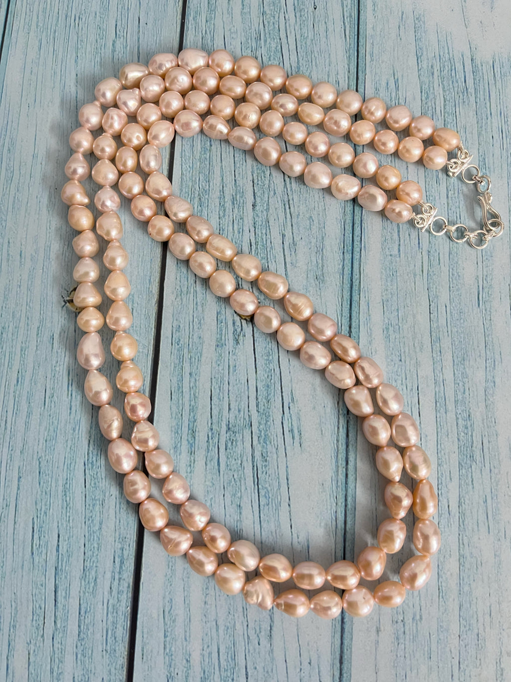 Dual Line Long Pearl Necklace
