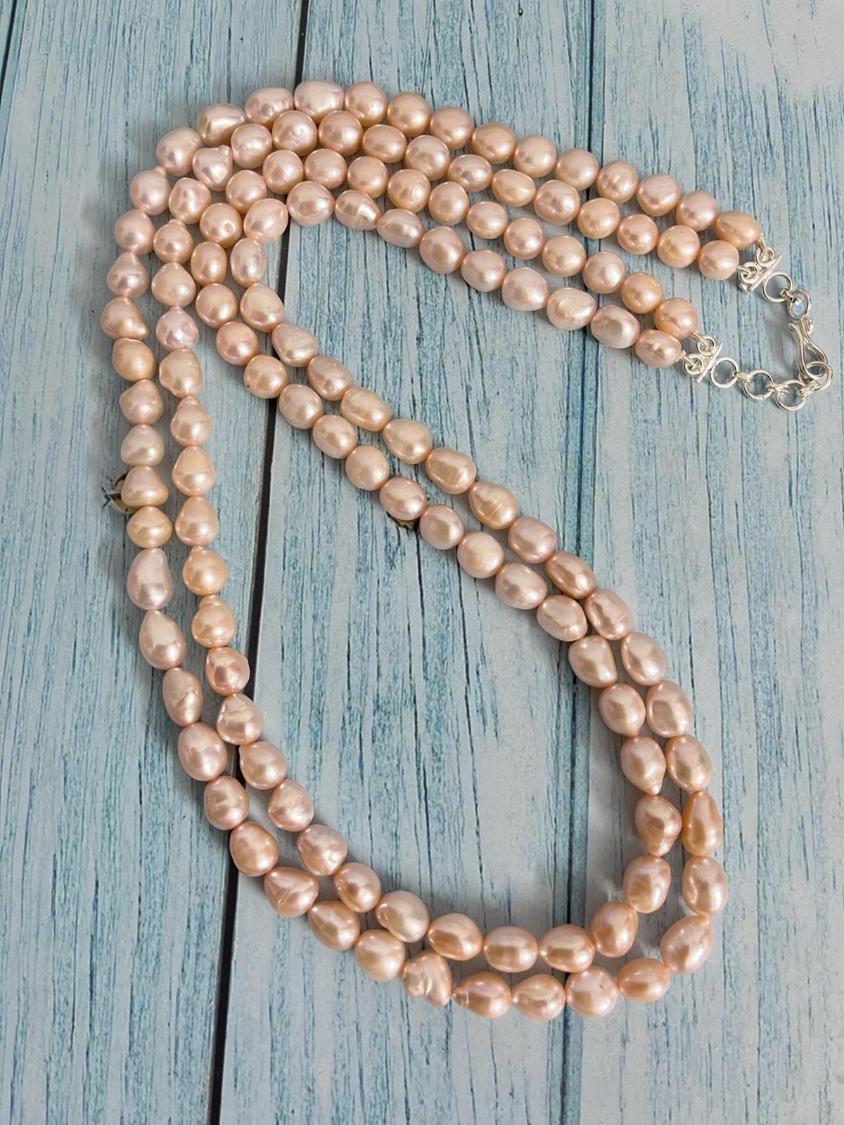 Dual Line Long Pearl Necklace