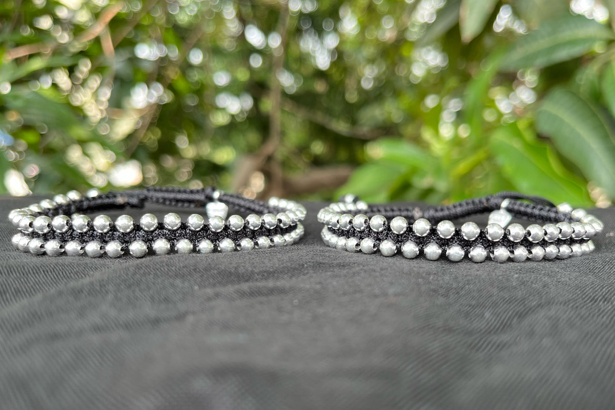 Stearling Beaded Thread Anklet/Nazaria