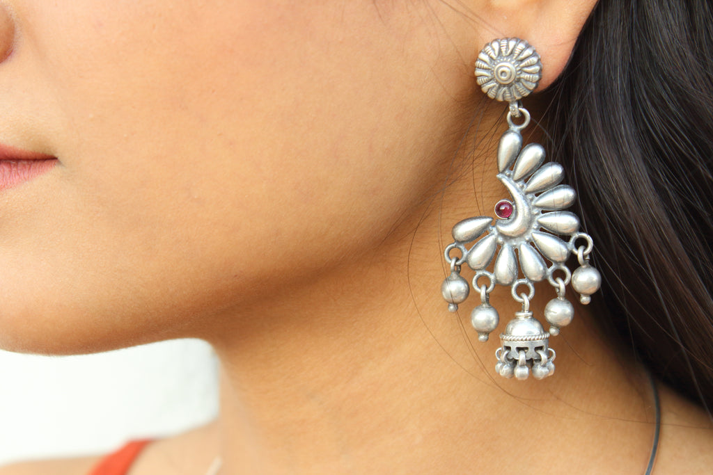 Half Moon Kemp Flower With Small Jhumka