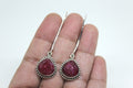 Ruby Red Long Ear wire Earring