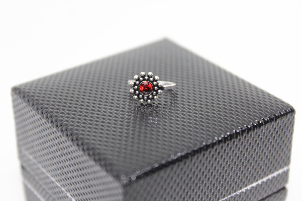 Rawa work Stone Studded Round Clip On Nose Pin(Red)