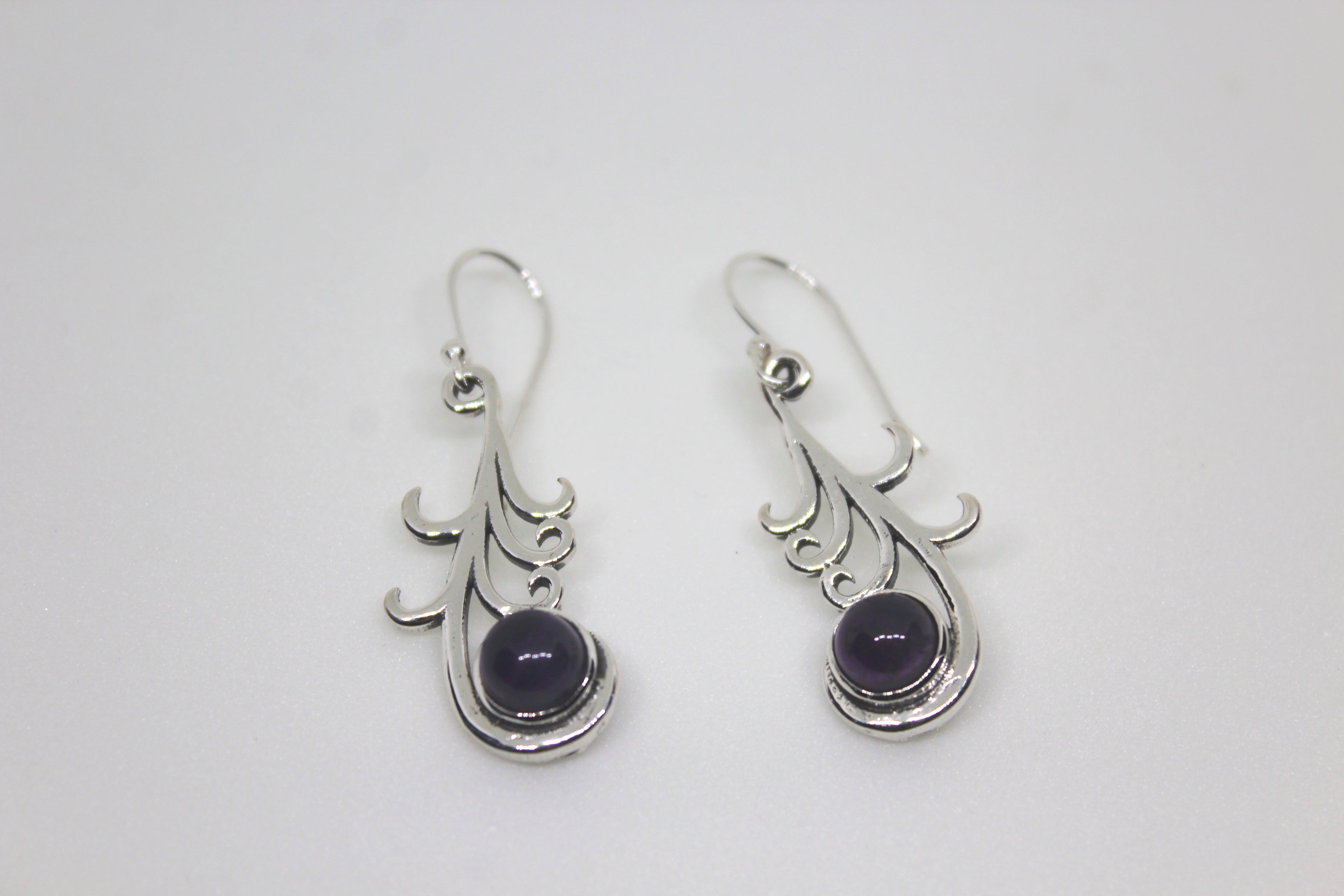 Fine Silver Feather Stone Dangle