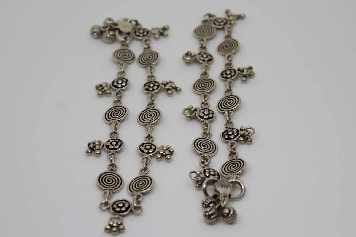 Spiral Coin & Flower motif Anklet