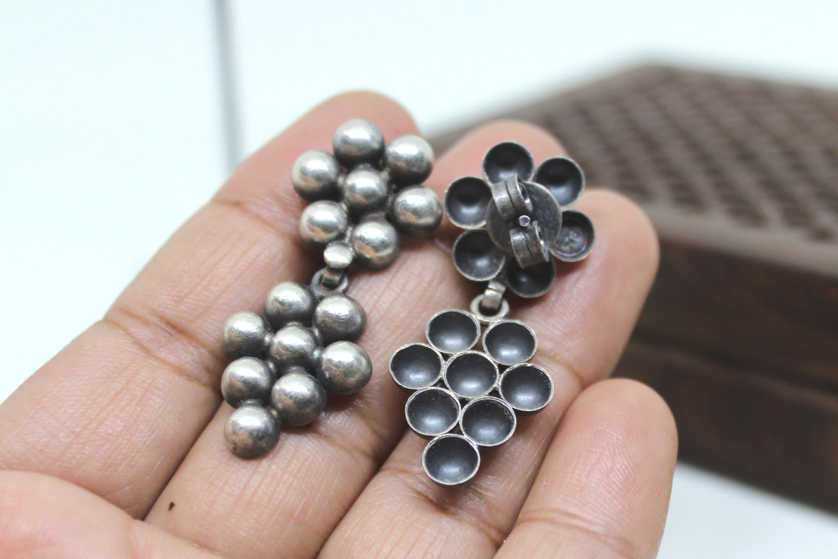 Silver Kudi Drop Hanging Kolhapuri Stud Earring
