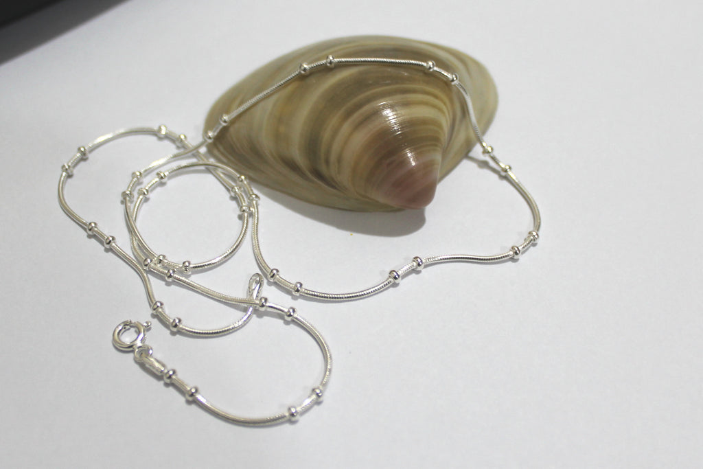 Delicate Silver Beads Snake Chain