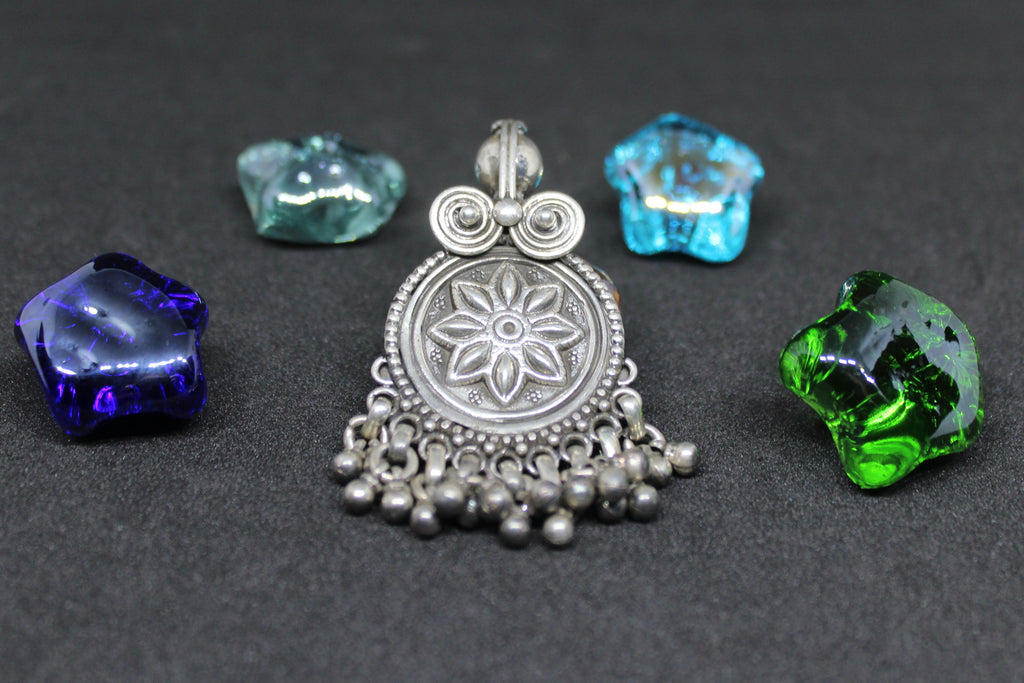 Tribal Flower Chakra Ghungroo hanging Hasli Necklace