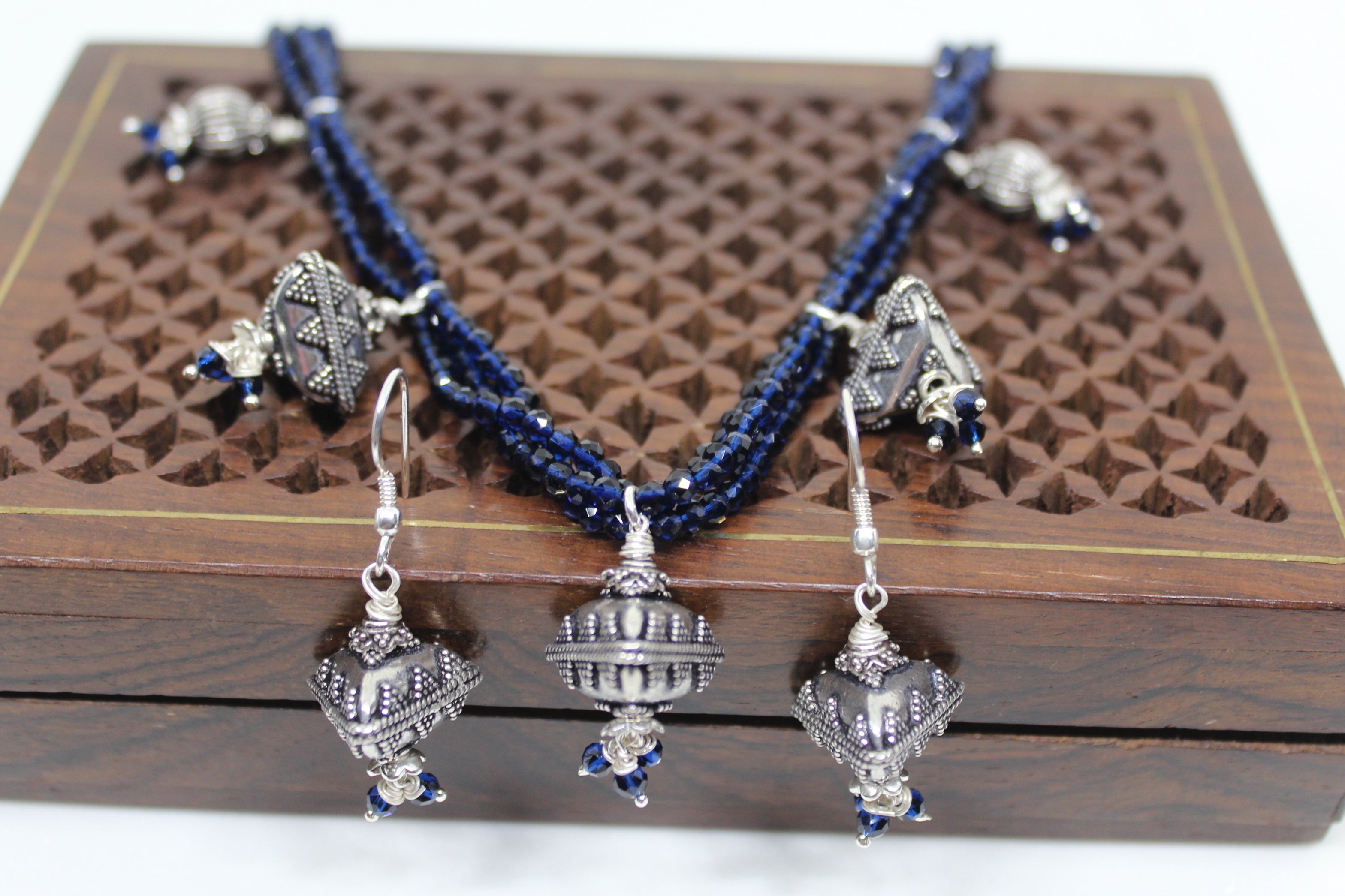 Triangular Shape Rawa work Multi Pendant Necklace Set