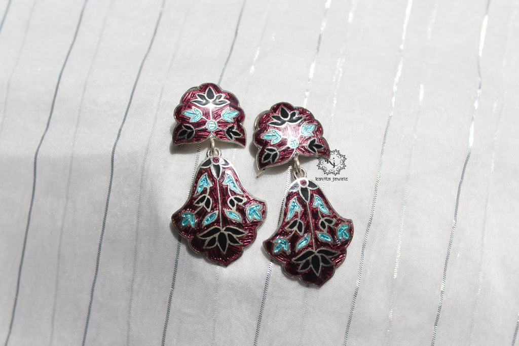 Lotus Drop Enamel Earring