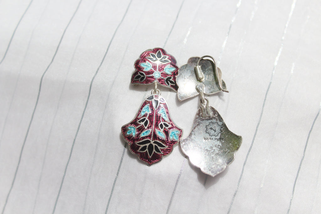 Lotus Drop Enamel Earring