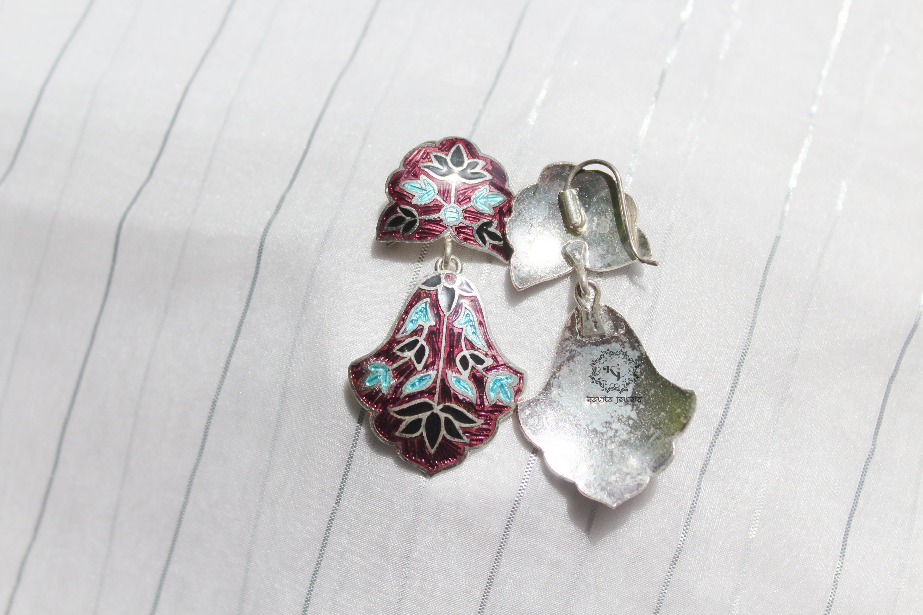Lotus Drop Enamel Earring
