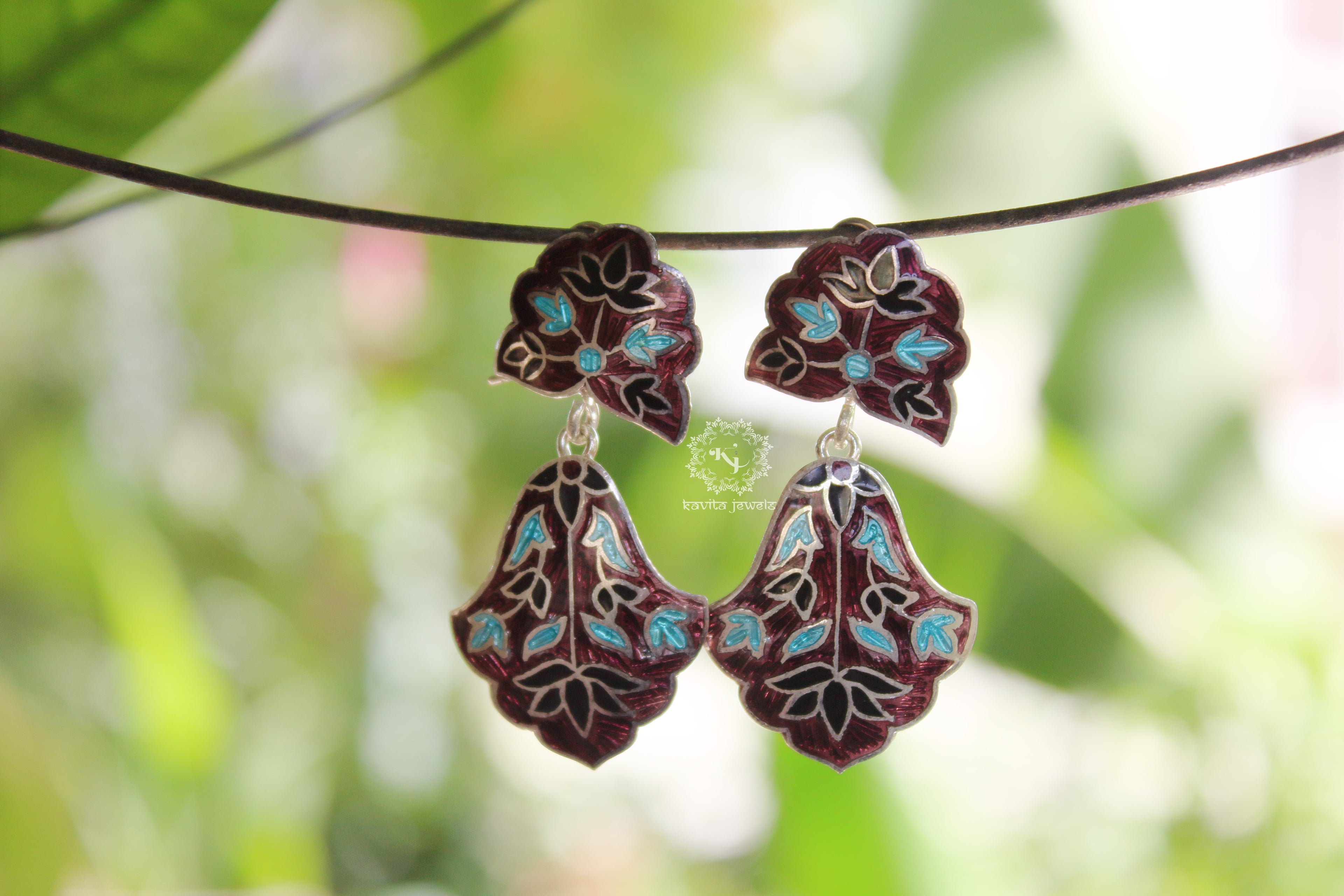 Lotus Drop Enamel Earring