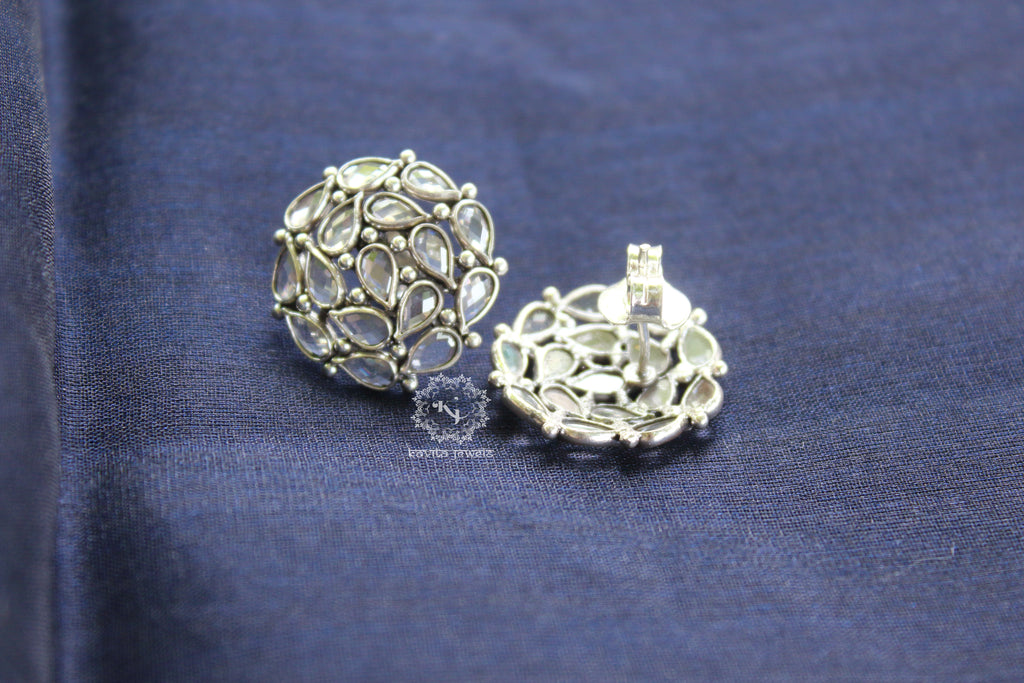 Drop Shape Polki Stone Stud Earring