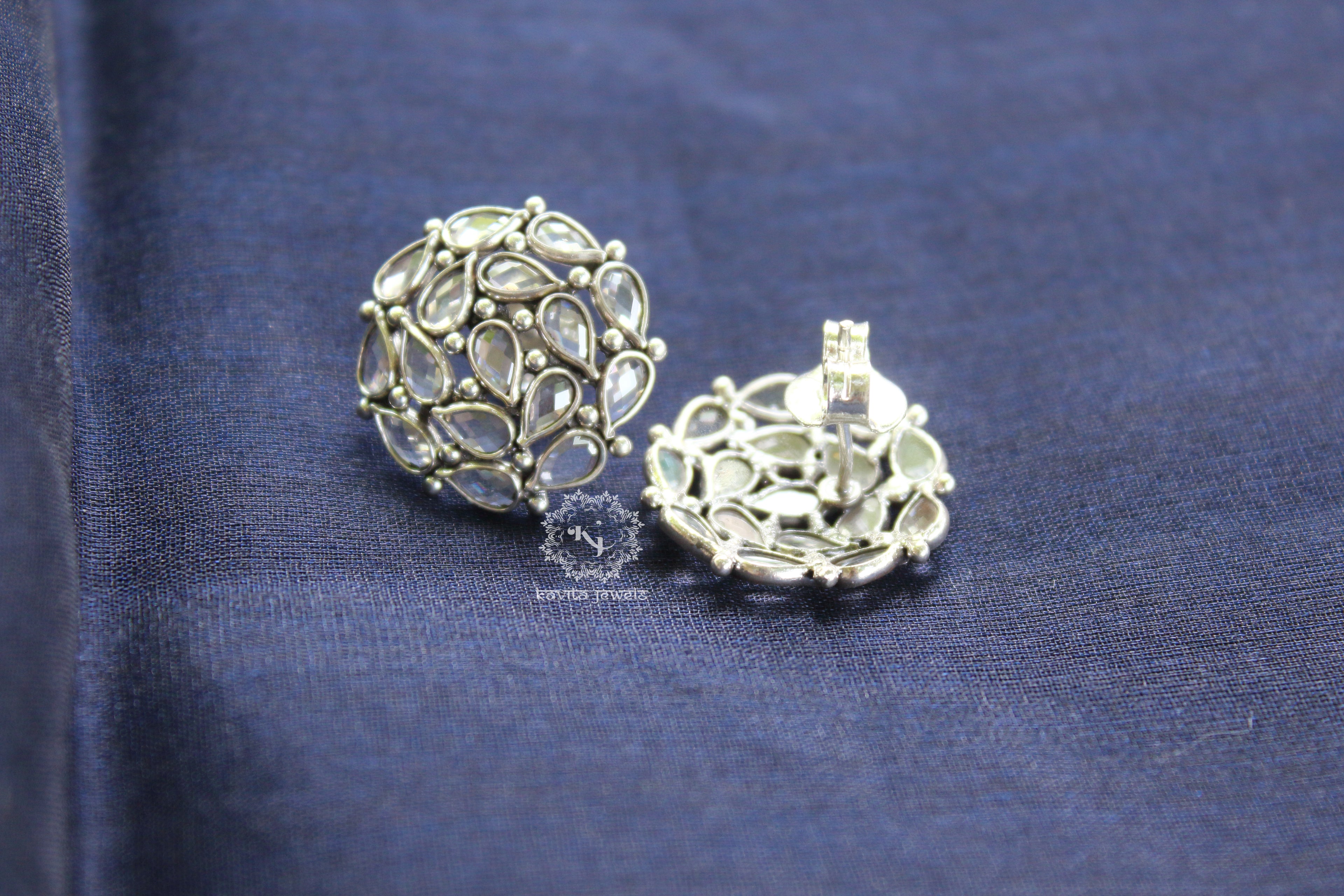 Drop Shape Polki Stone Stud Earring