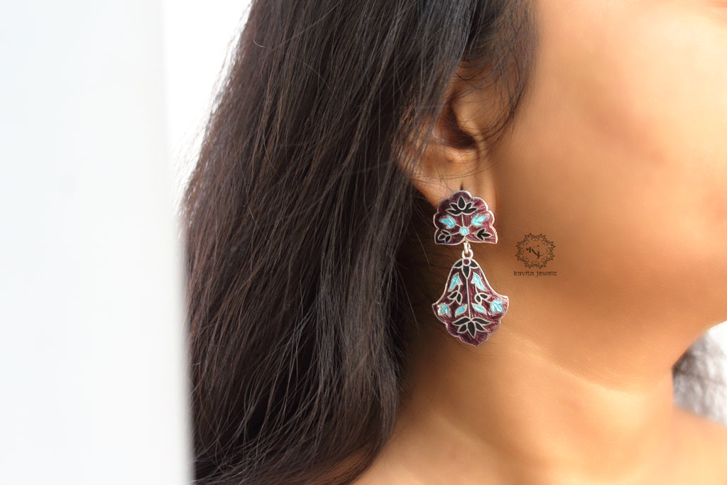 Lotus Drop Enamel Earring