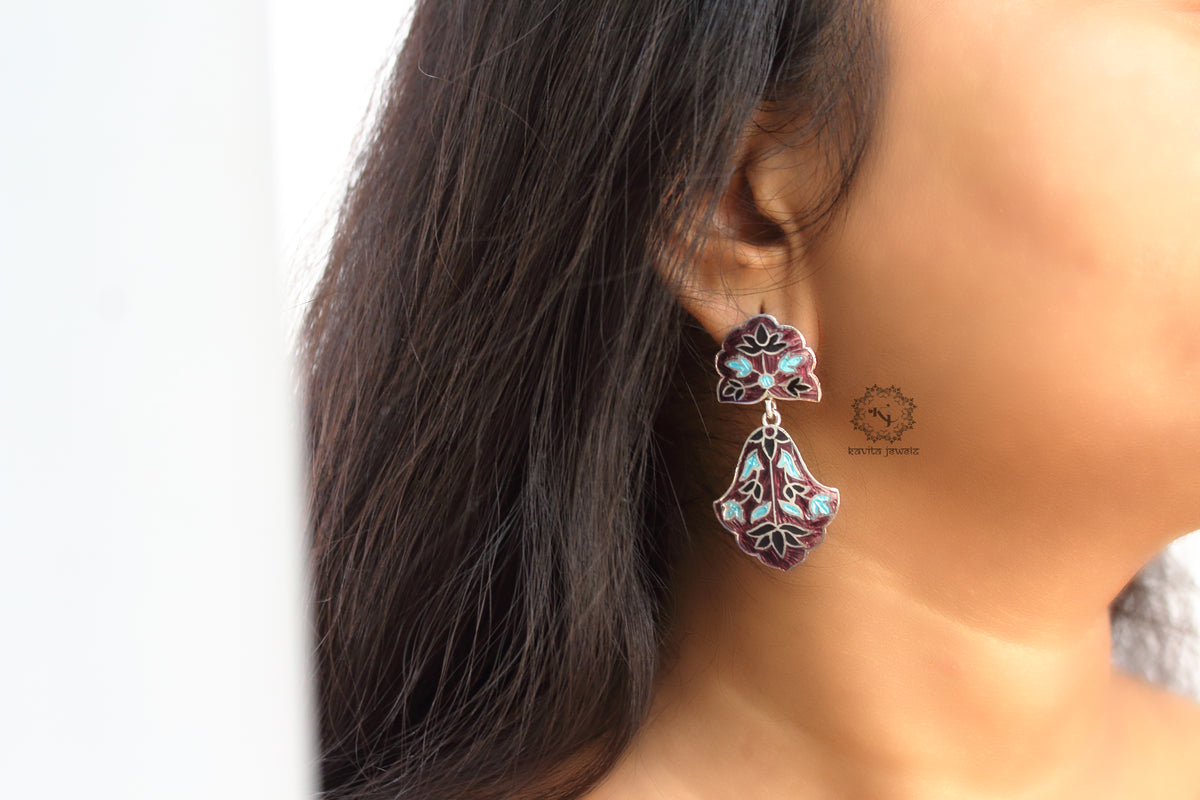 Lotus Drop Enamel Earring