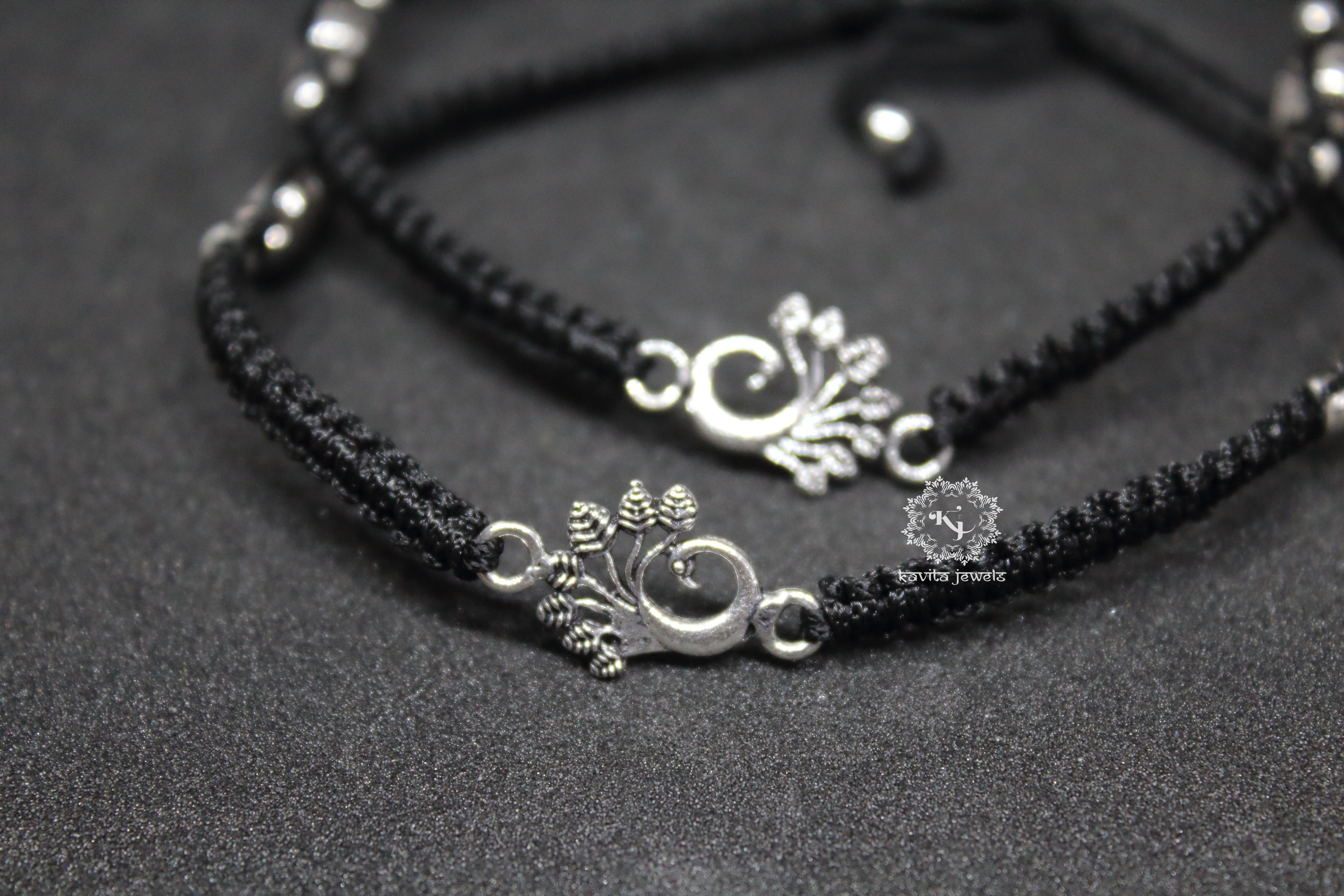 Dancing Peacock And Flower Thread Anklet