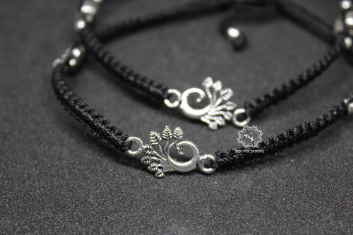 Dancing Peacock And Flower Thread Anklet
