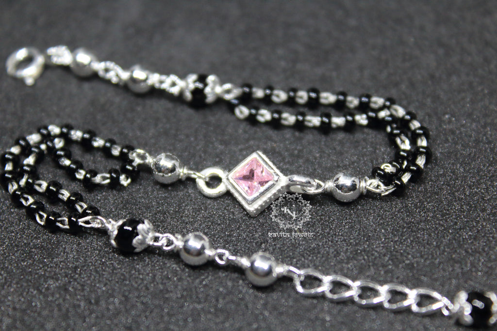 Pink Square Stone Hand Mangalsutra
