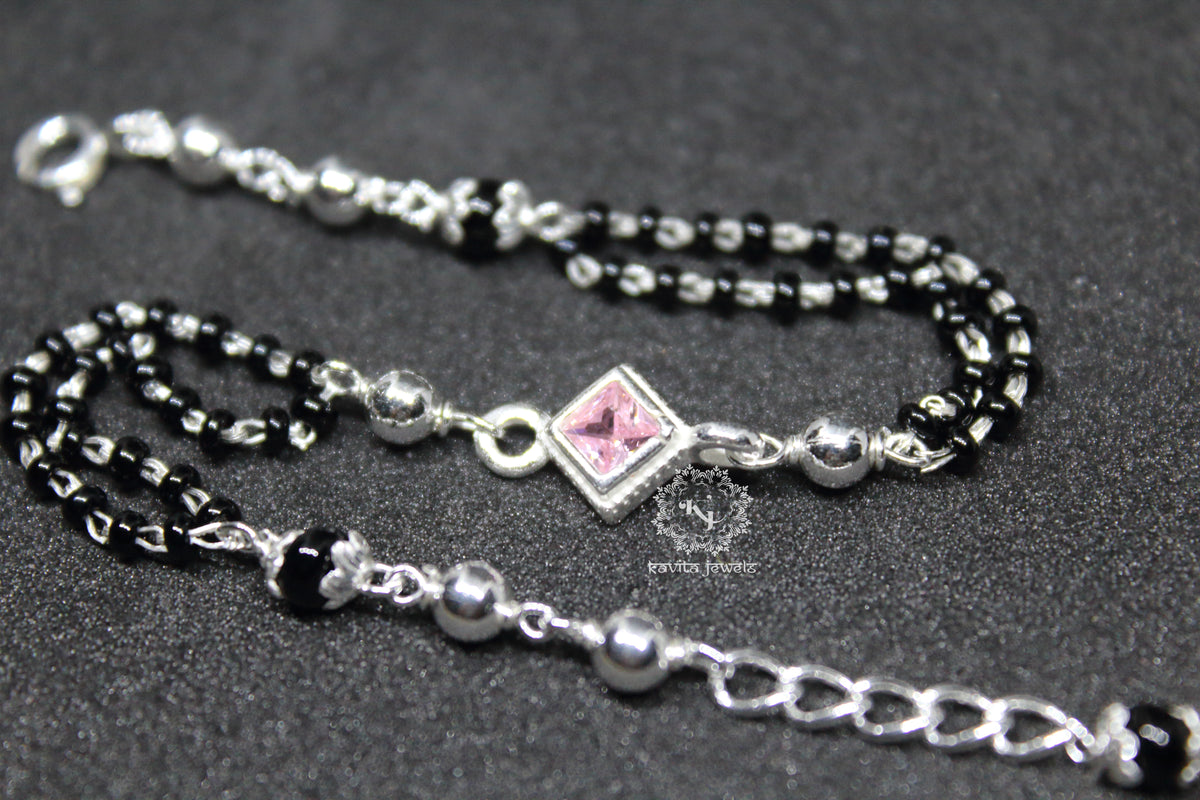 Pink Square Stone Hand Mangalsutra