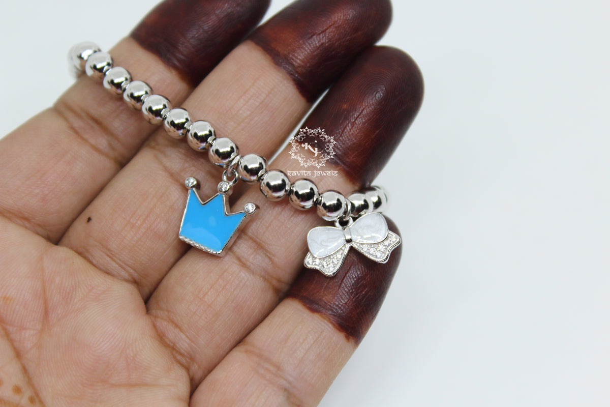 Crown and Bow charm Bracelet