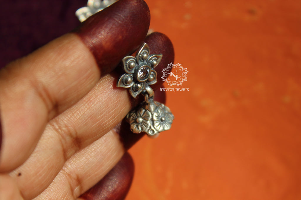 Pearl Drop Floral Jhumka