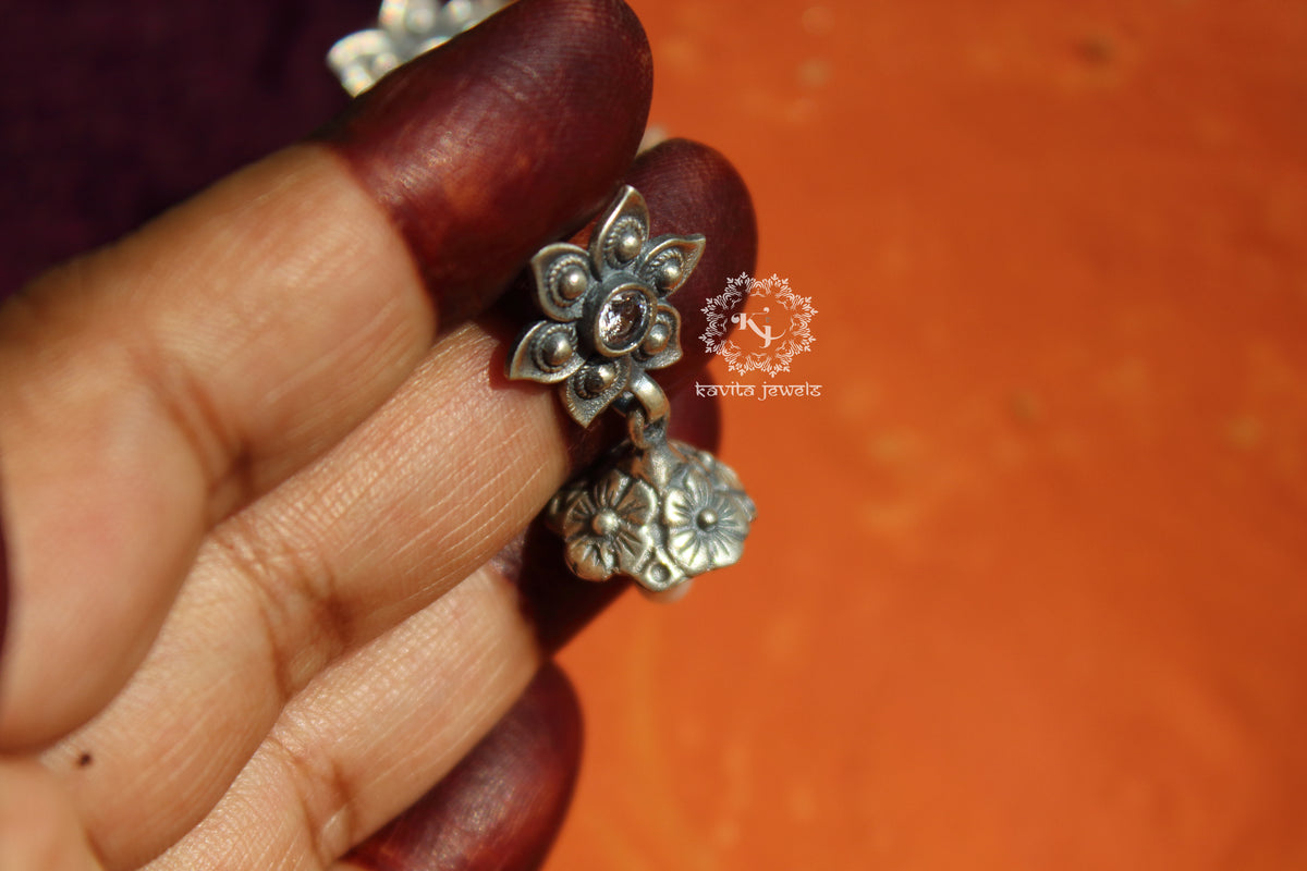 Pearl Drop Floral Jhumka