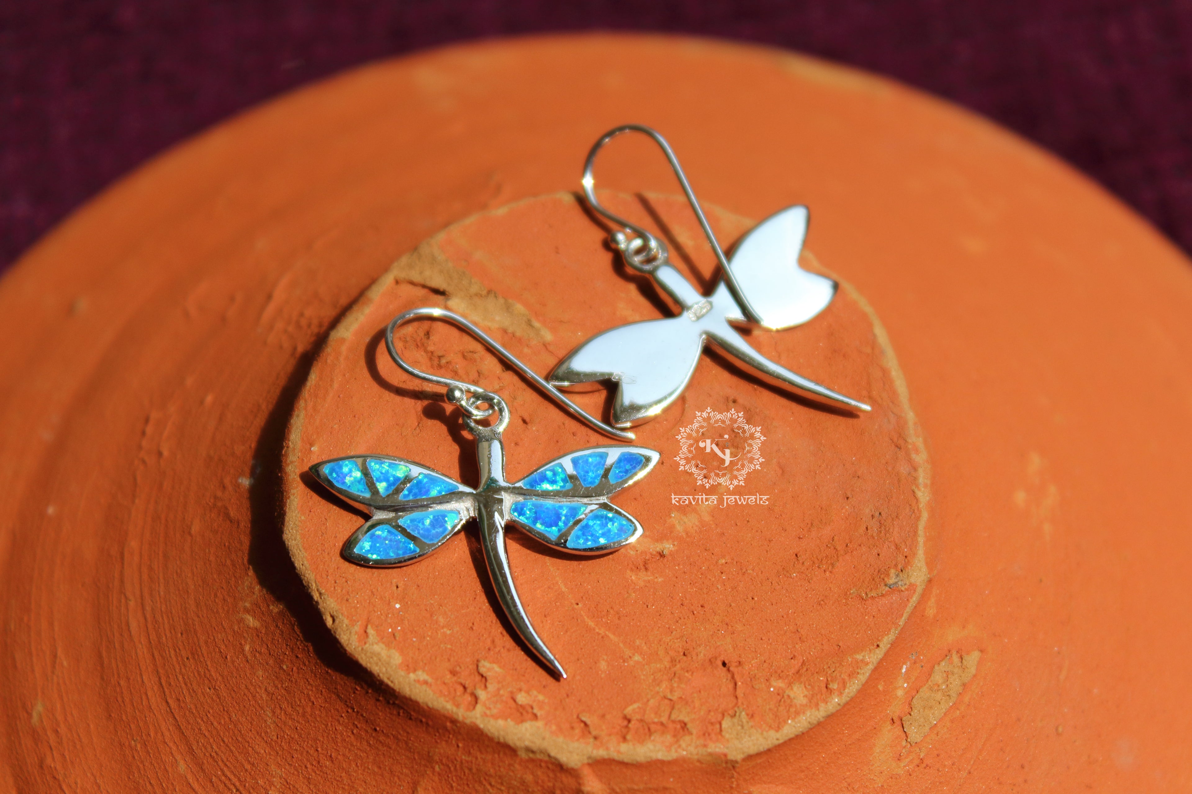 Blue & Green Opal Butterfly Earrings