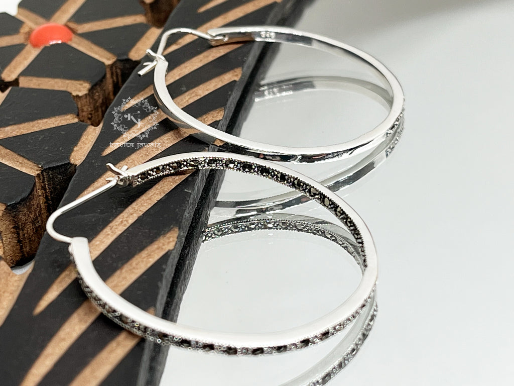 Sterling Marcasite Hoop