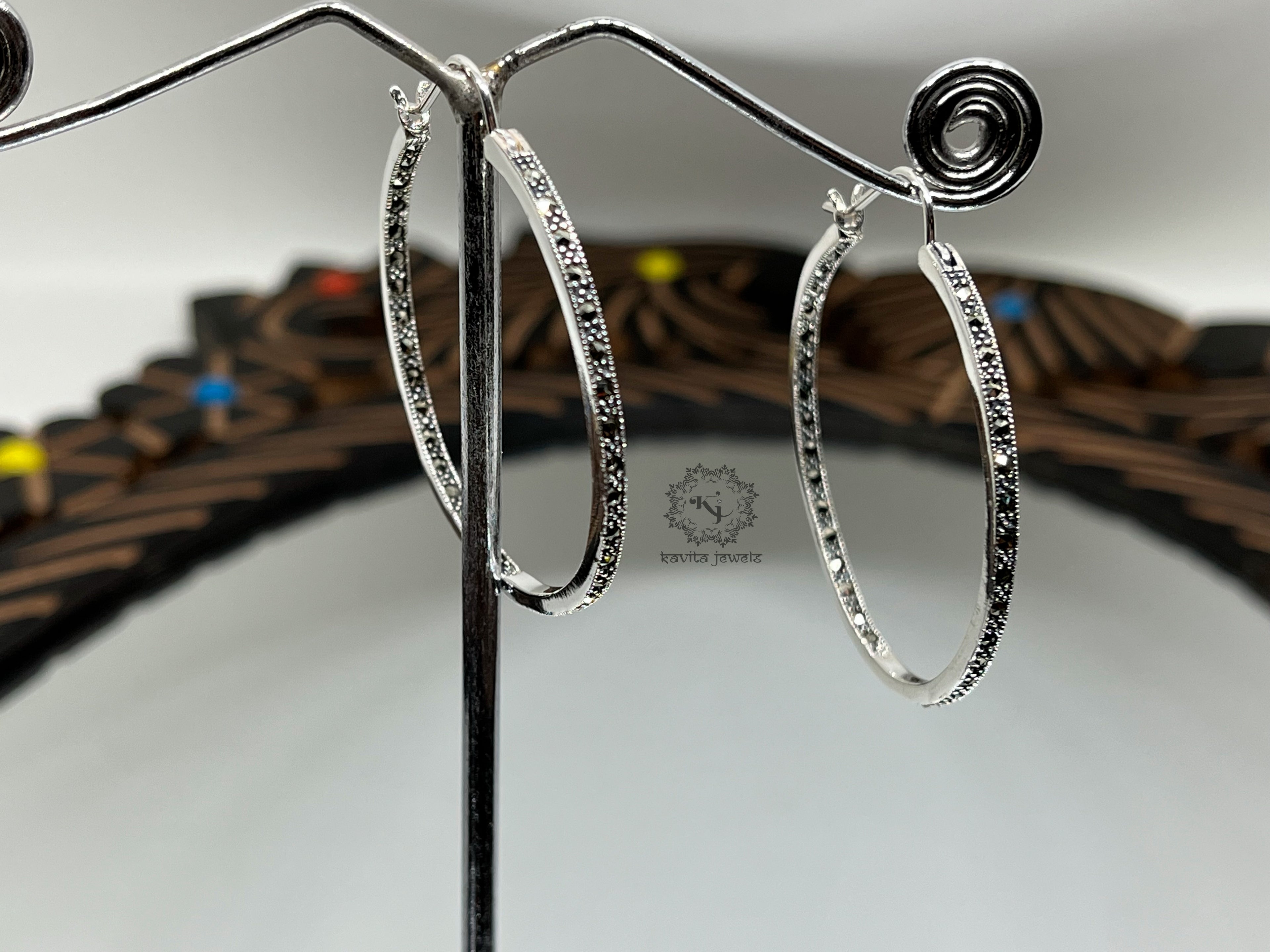 Sterling Marcasite Hoop