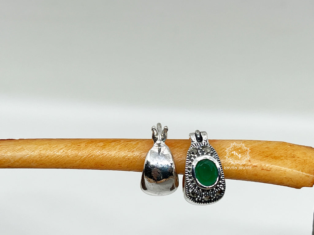 Green Stone Marcasite Hoop