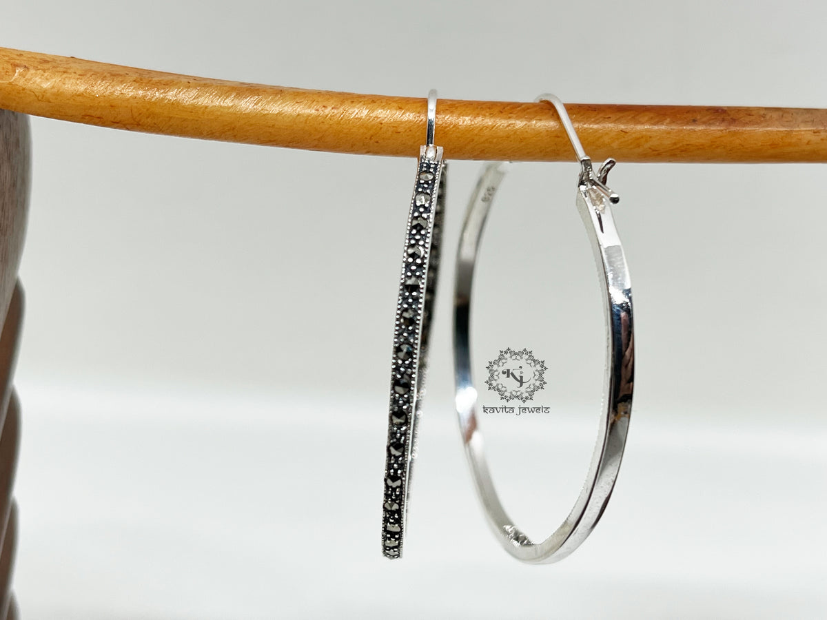 Sterling Marcasite Hoop