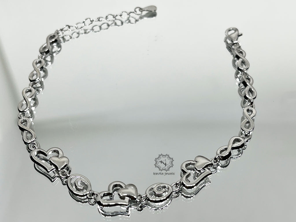 Dual Heart Rhodium Bracelet