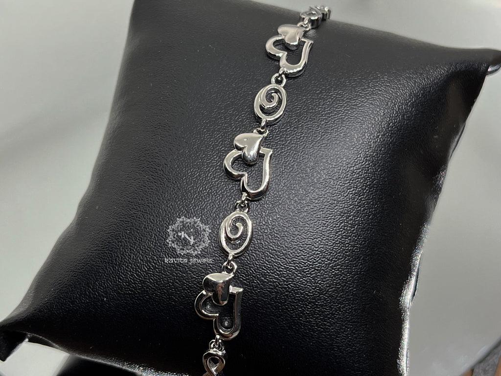 Dual Heart Rhodium Bracelet