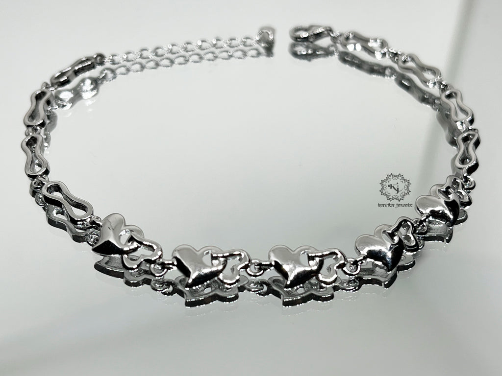 Interlock Heart Rhodium Bracelet