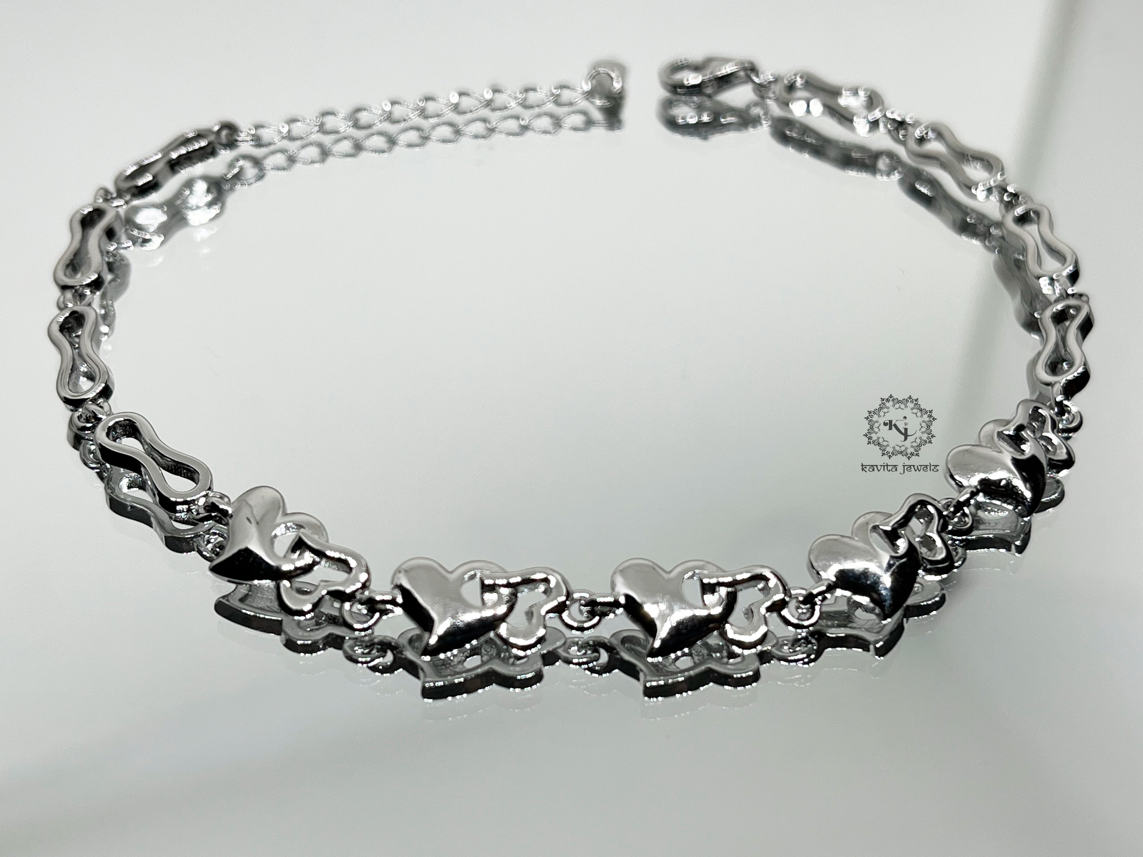 Interlock Heart Rhodium Bracelet