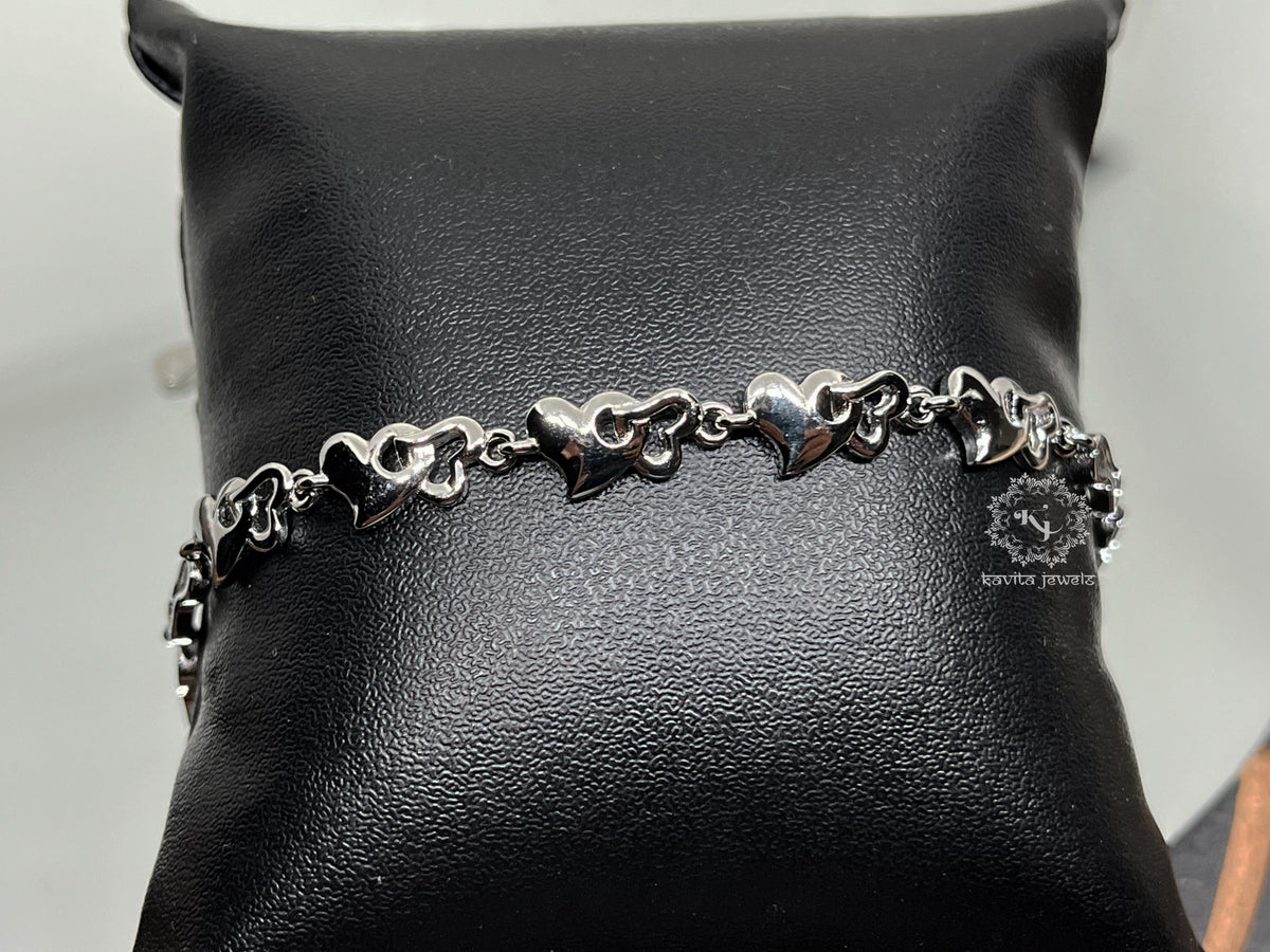 Interlock Heart Rhodium Bracelet
