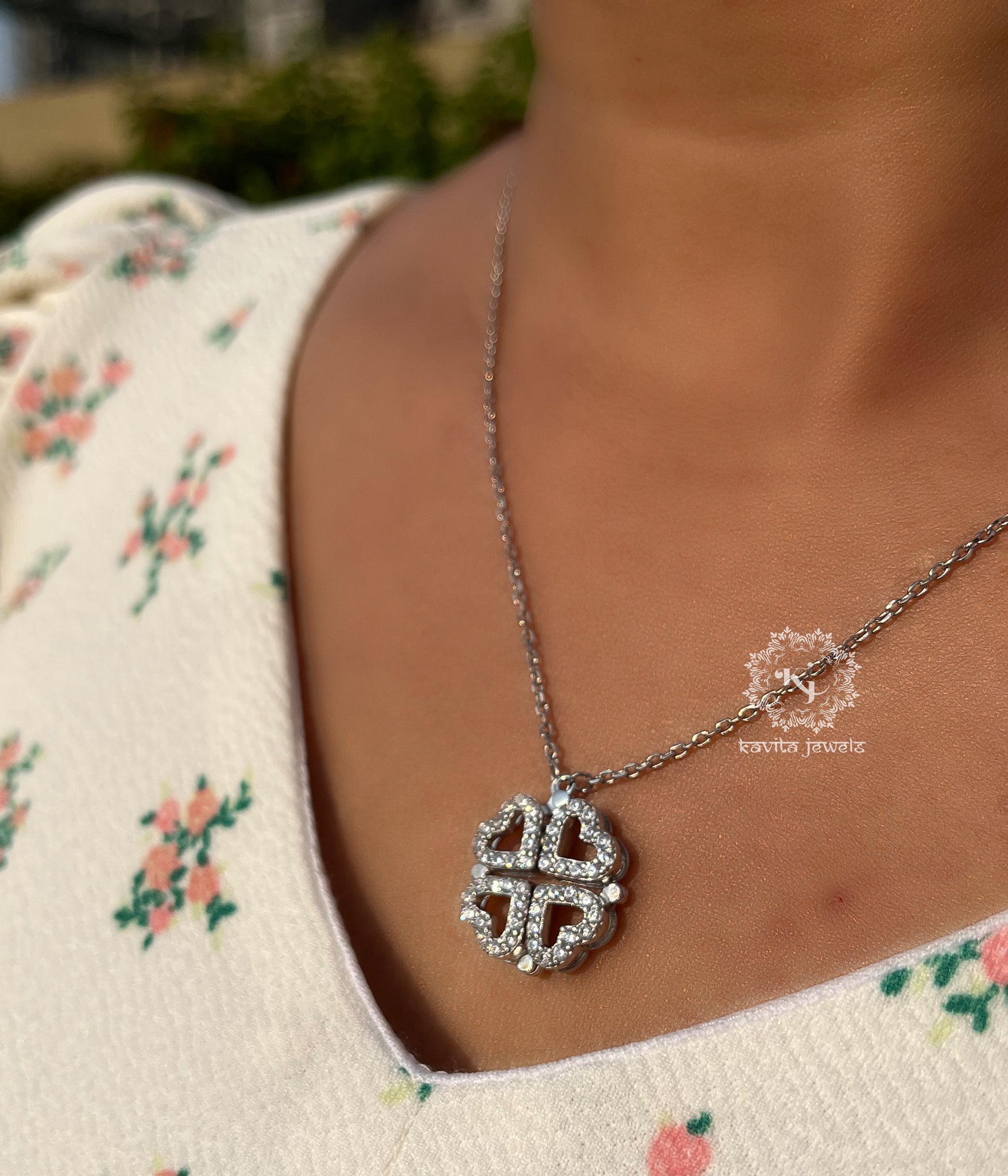 Set Of Two Heart & Diamante Studded Layered Mini Pendant