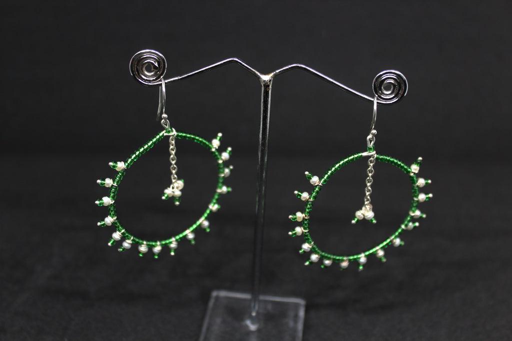 Pearl Bead Hoop Danglers