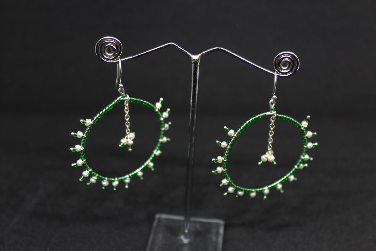 Pearl Bead Hoop Danglers