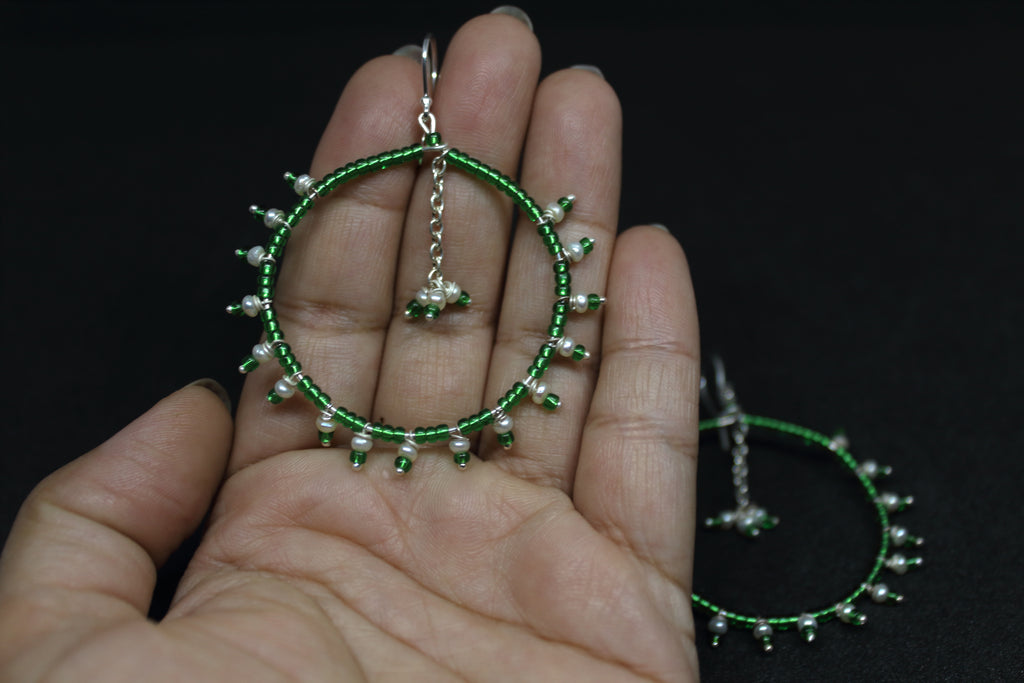 Pearl Bead Hoop Danglers