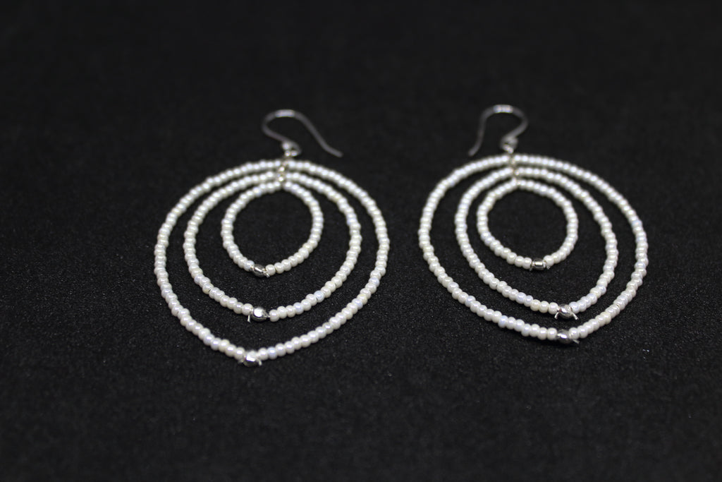 White Beads Danglers