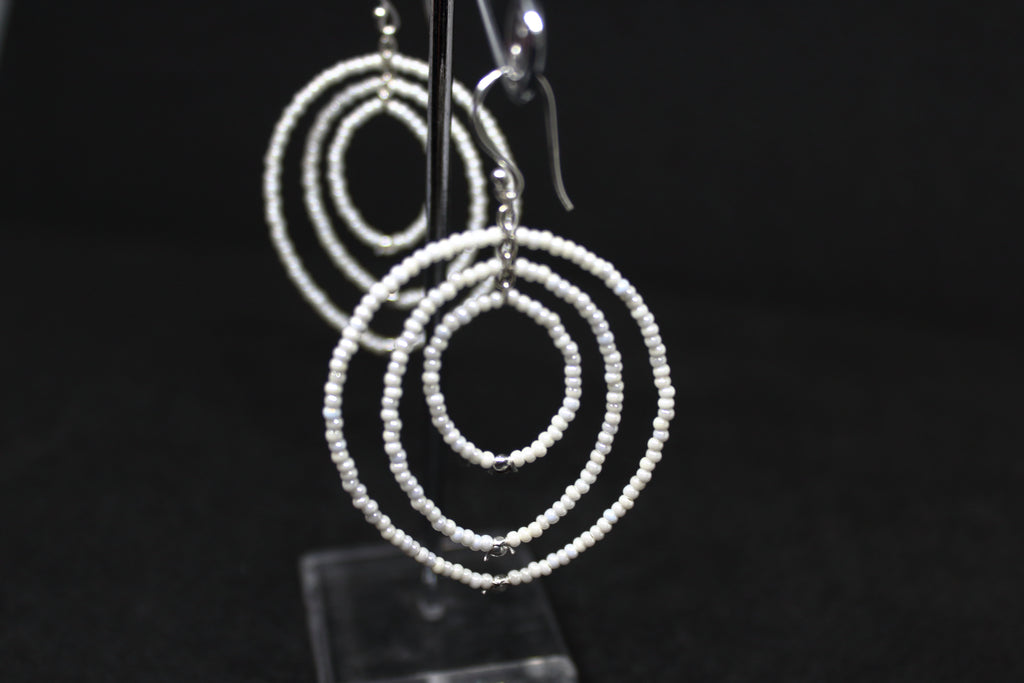 White Beads Danglers